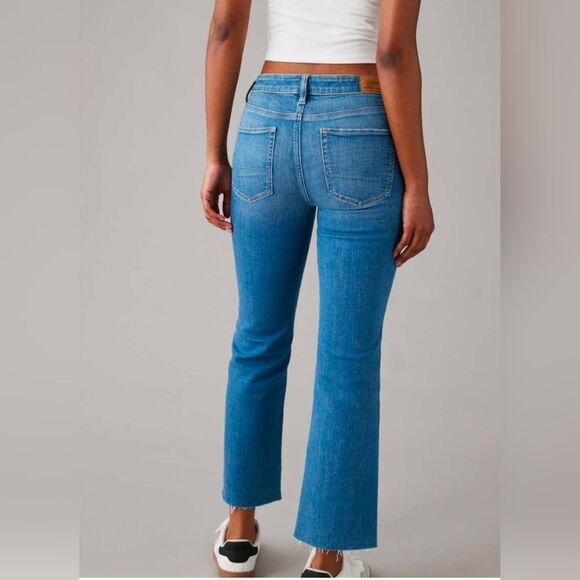 AE Ne(x)t Level Stretch Kick Boot Jeans Women’s 8 Long Light Wash Raw Hem Flare - Picture 3 of 13